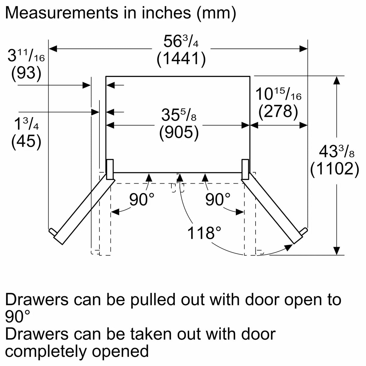 800 Series French Door Bottom Mount Refrigerator 36