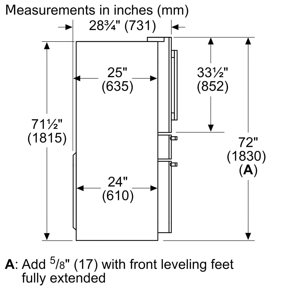 800 Series French Door Bottom Mount Refrigerator 36